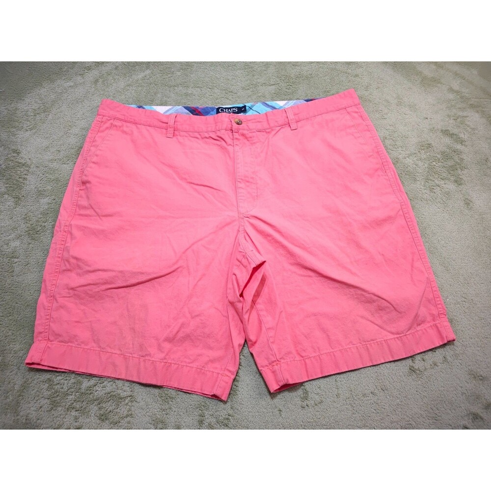 Chaps Mens Shorts Sz 42 Pink Cotton Casual Flat Front Hiking Salmon Chino Walk